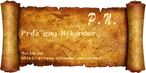 Prágay Nikander névjegykártya